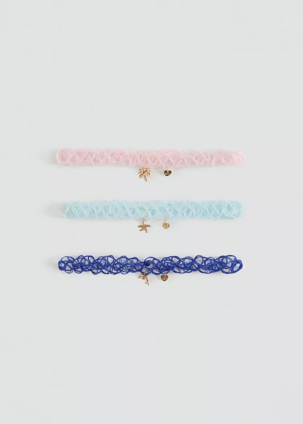 Pink Pack Of 3 Chokers, Pink, large image number 1