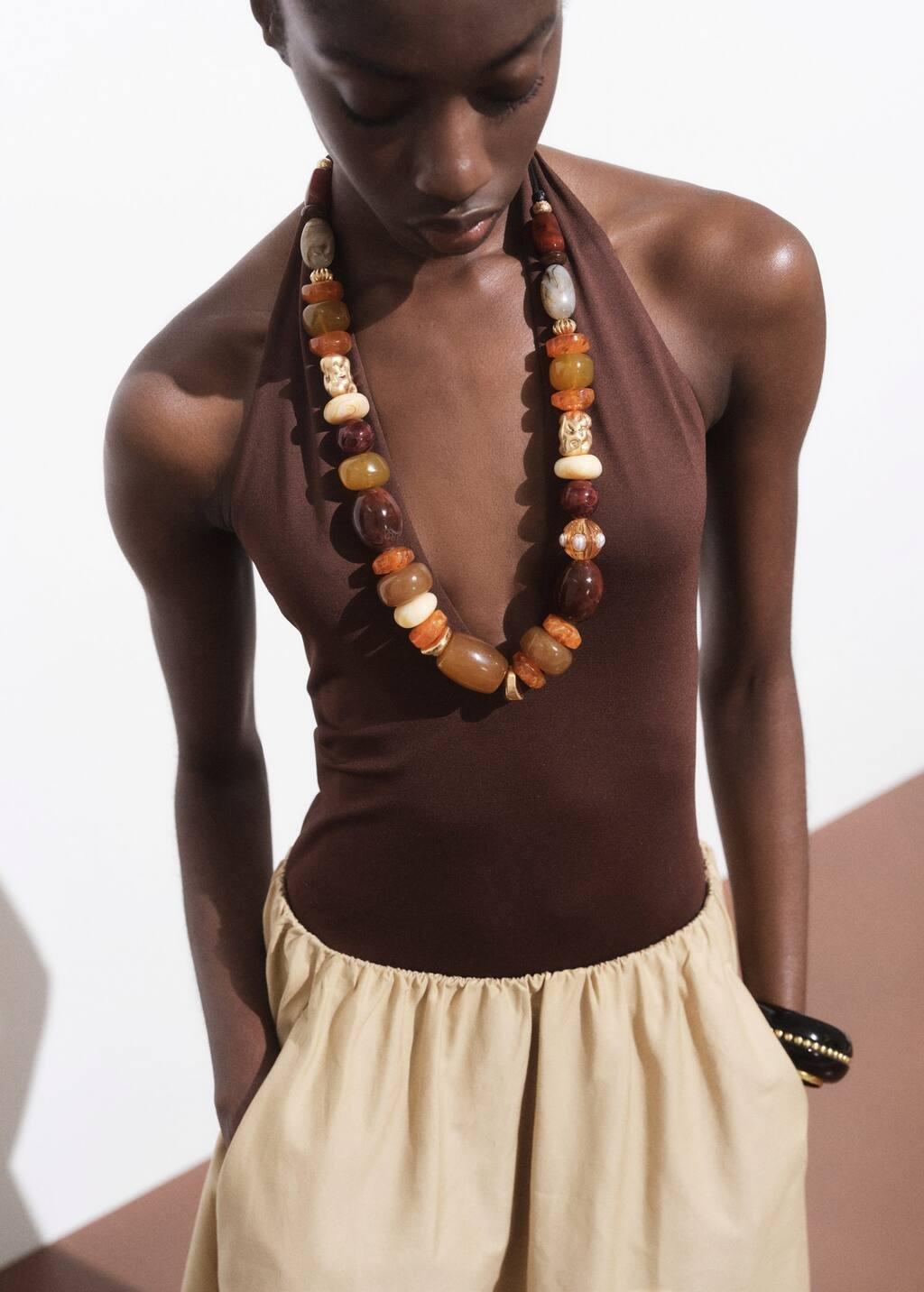 BROWN Maxi necklace with combined resin balls, Brown, large image number 2
