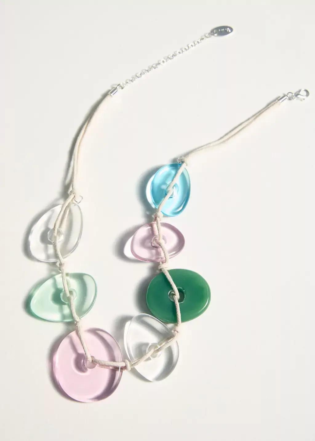 WHITE Contrasting pendant necklace, White, large image number 1