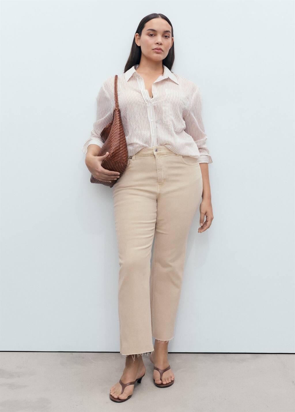 Beige Sienna Flared Cropped Jeans, Light Pastel Brown, medium