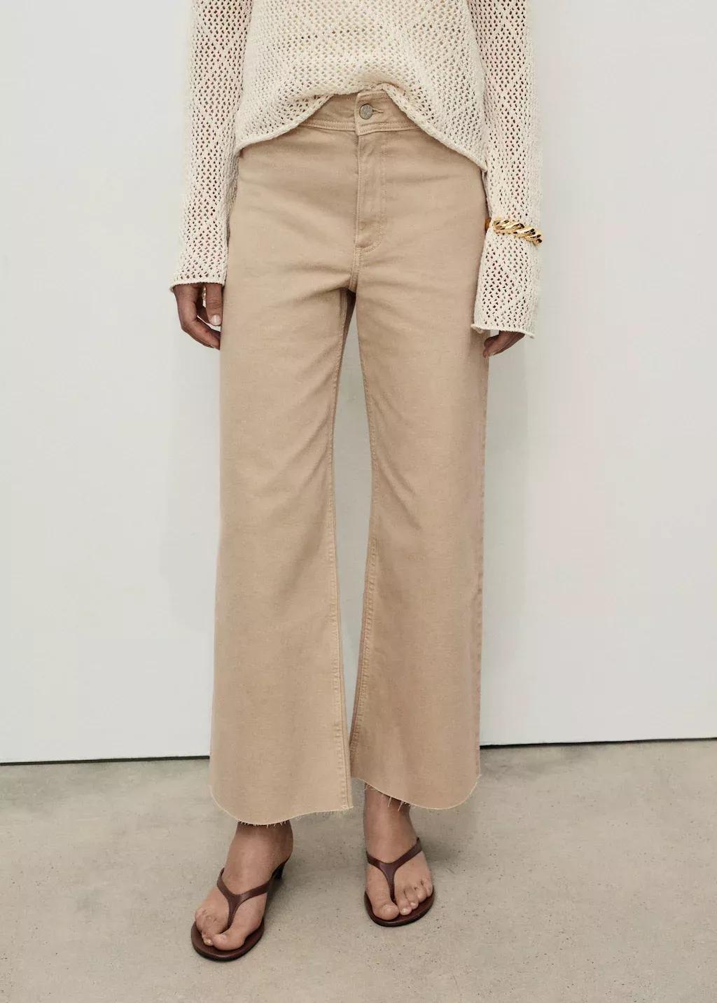 Beige Catherin Culotte High-Rise Jeans, 0201_07, medium