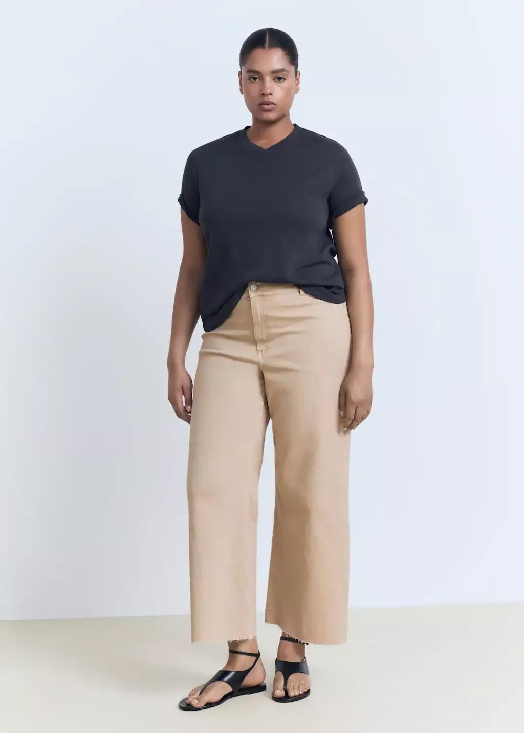Beige Catherin Culotte High-Rise Jeans, 0201_07, medium