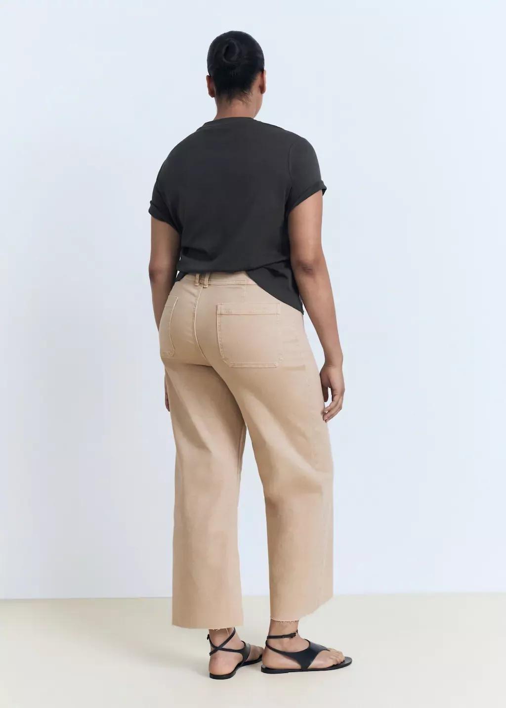 Beige Catherin Culotte High-Rise Jeans, 0201_07, large image number 4