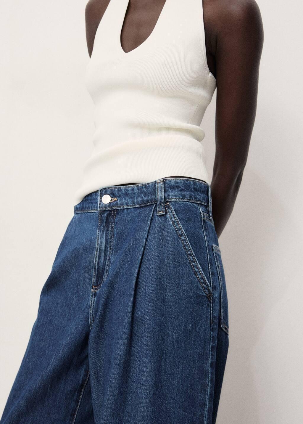 OPEN BLUE Wide-leg pleated jeans, , large image number 4