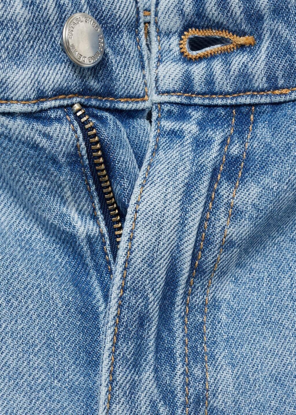Blue Wide-Leg Pleated Jeans, , large image number 5
