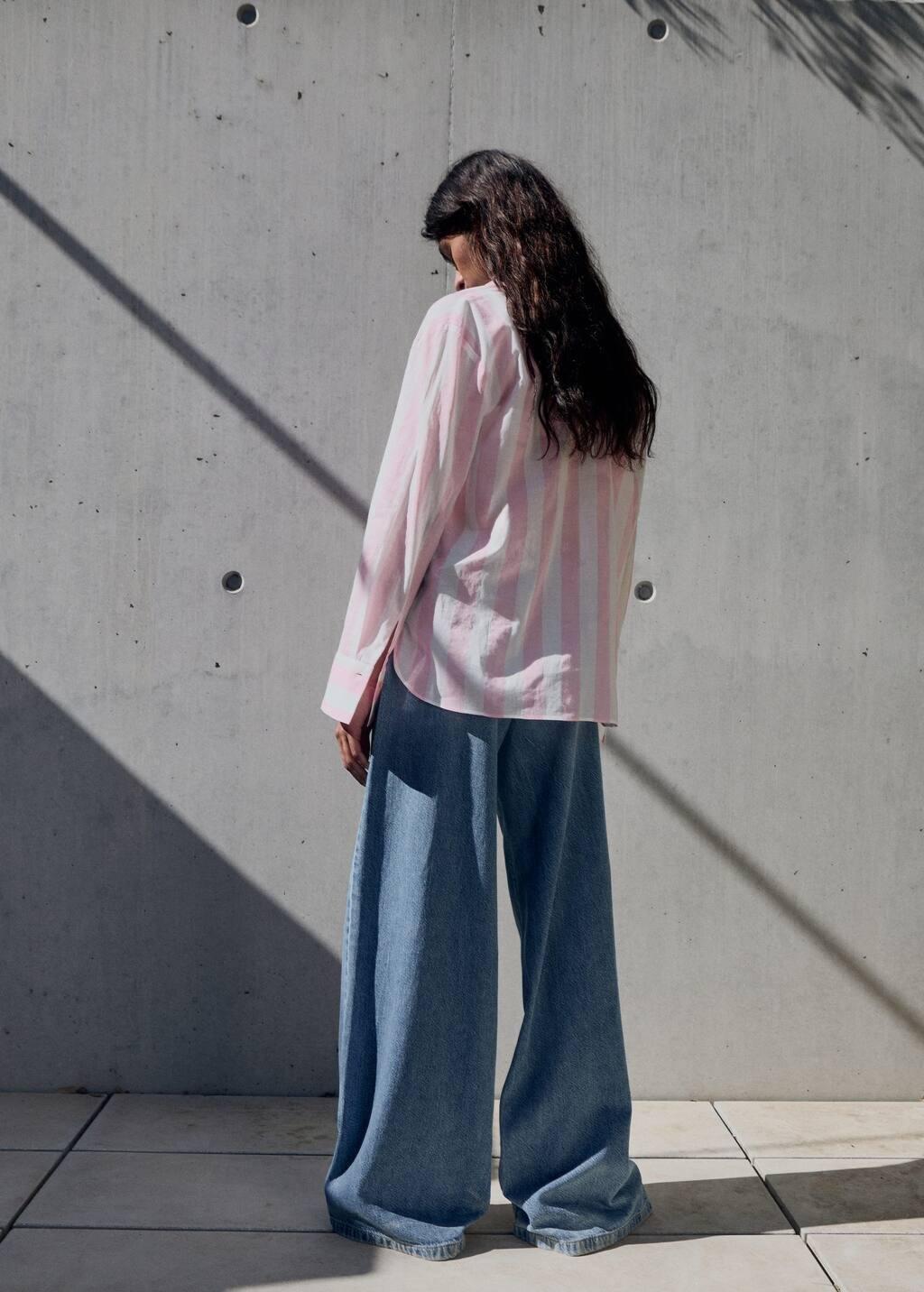 Blue Wide-Leg Pleated Jeans, , large image number 6