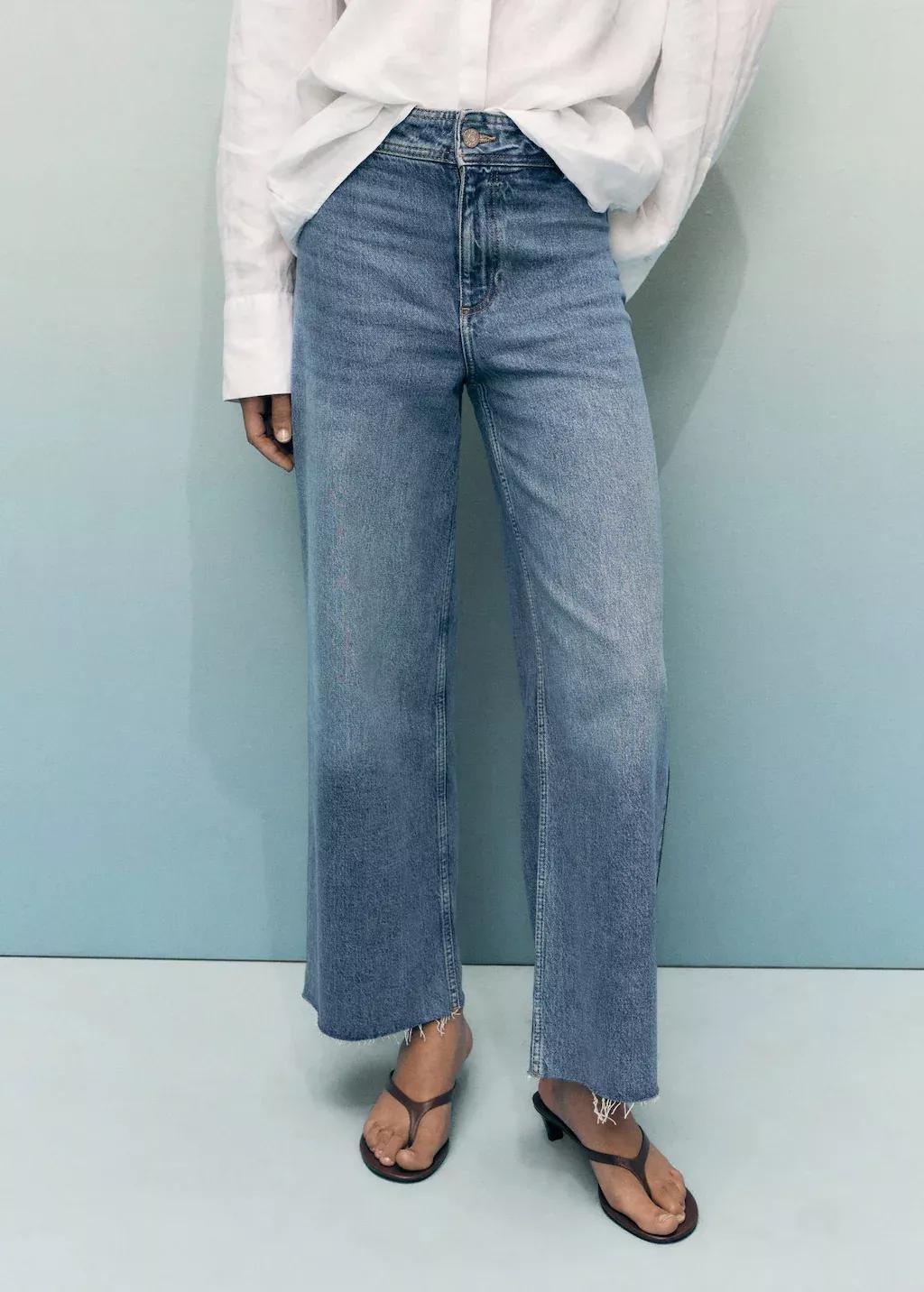 Blue Catherin Culotte High-Rise Jeans, Open Blue, large image number 0