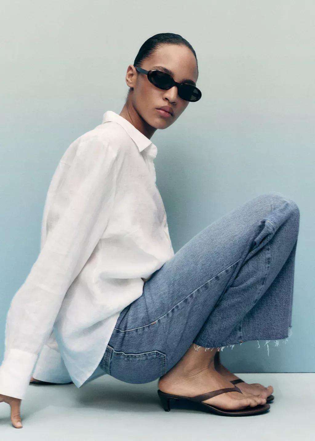 Blue Catherin Culotte High-Rise Jeans, Open Blue, medium