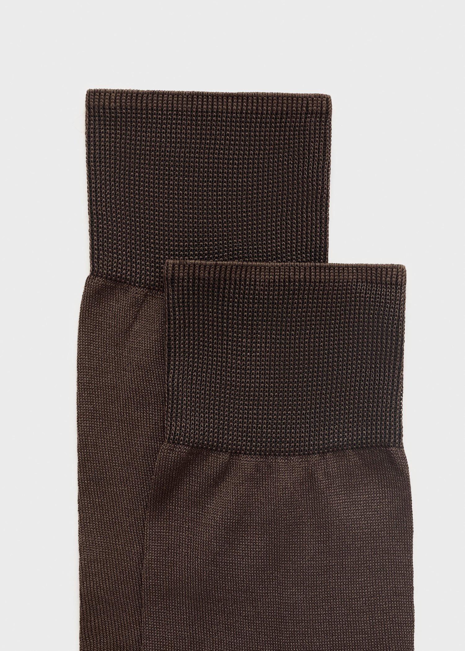 Brown Long Cotton Socks, Set Of 2, Brown, large image number 3