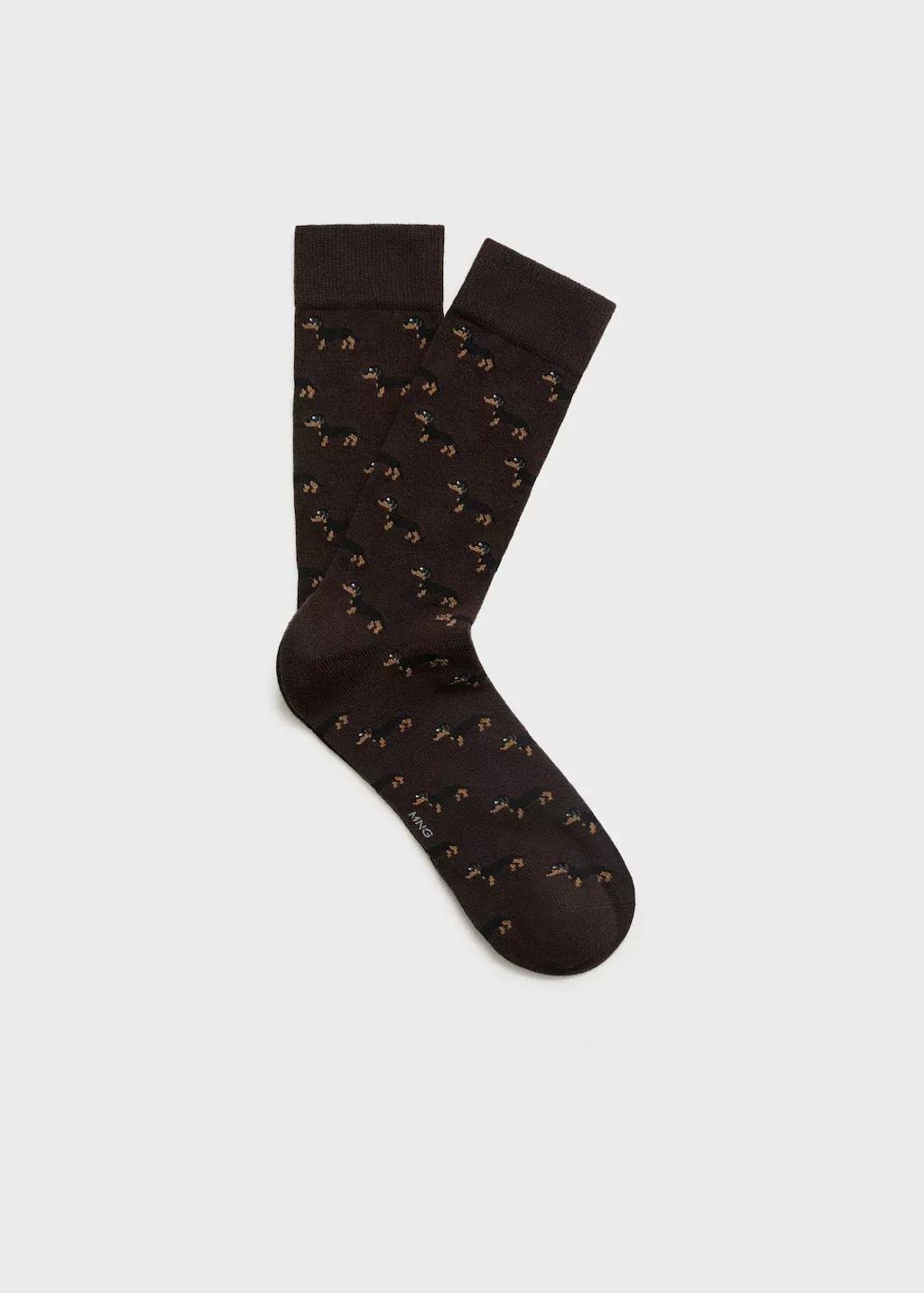 BROWN Dog-print cotton socks, , large image number 0
