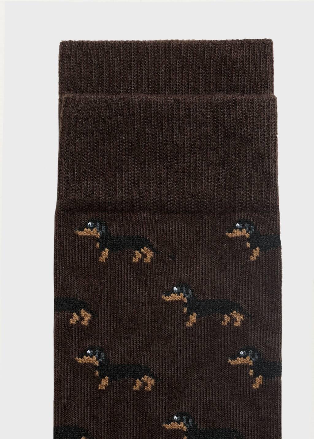 BROWN Dog-print cotton socks, , large image number 1