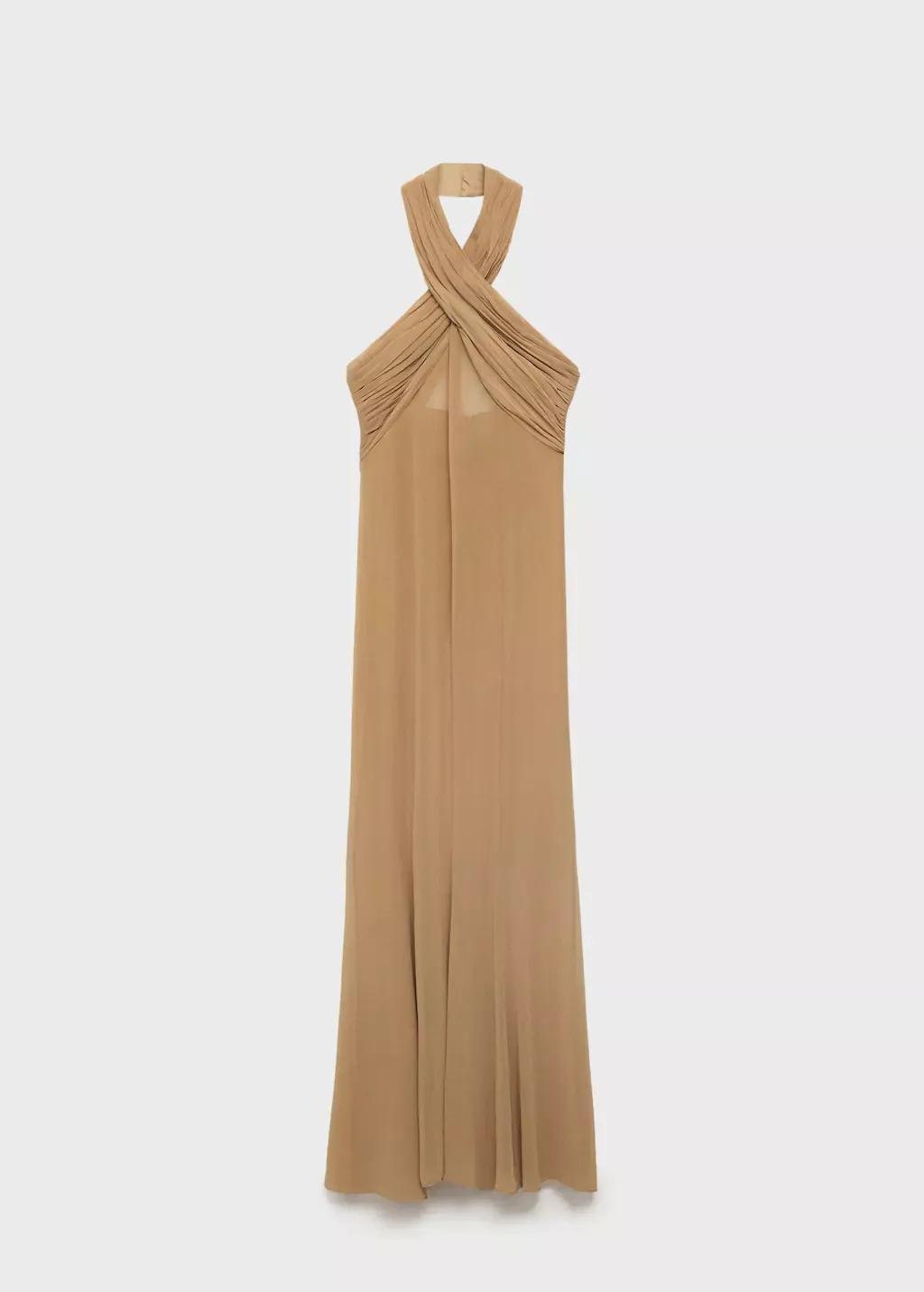 Beige Long Semi-Transparent Dress, , large image number 3