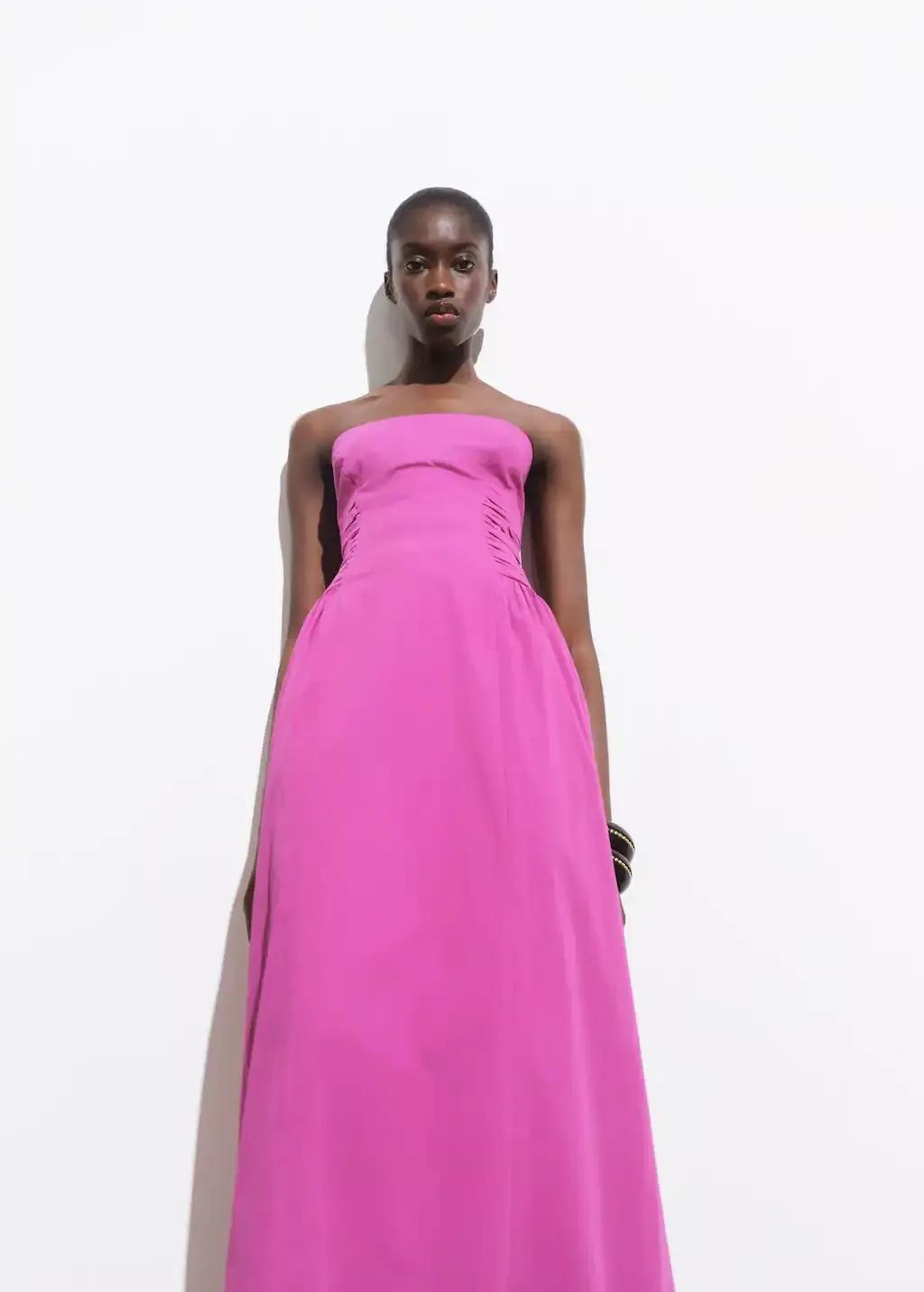 Pink Strapless Midi-Dress, , large image number 0