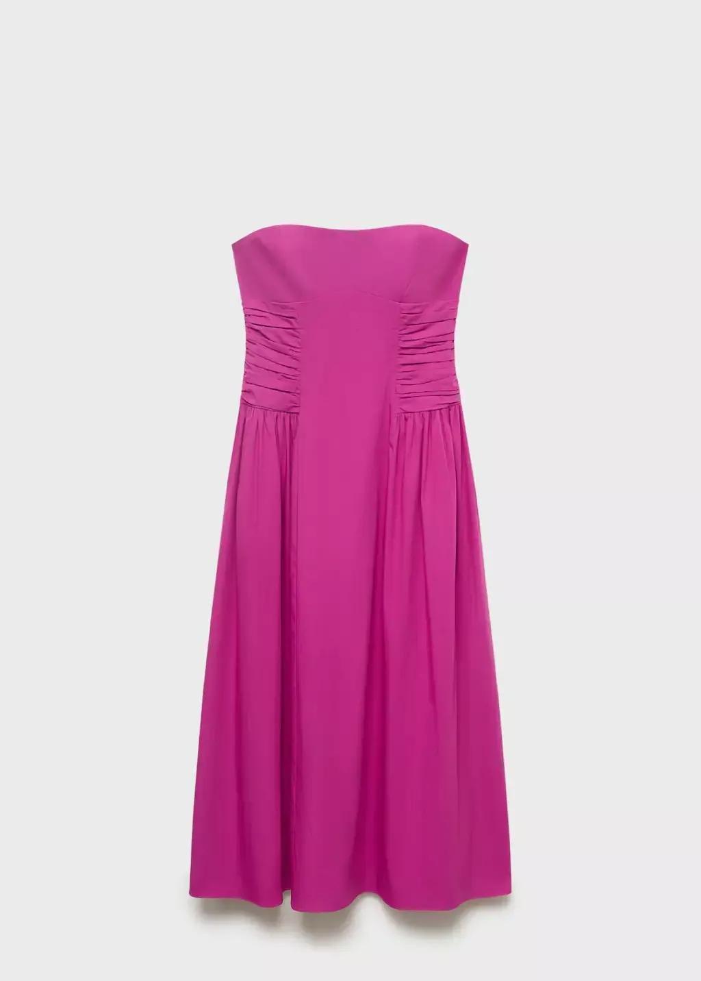 BRIGHT PINK Strapless midi-dress, Bright Pink, large image number 3