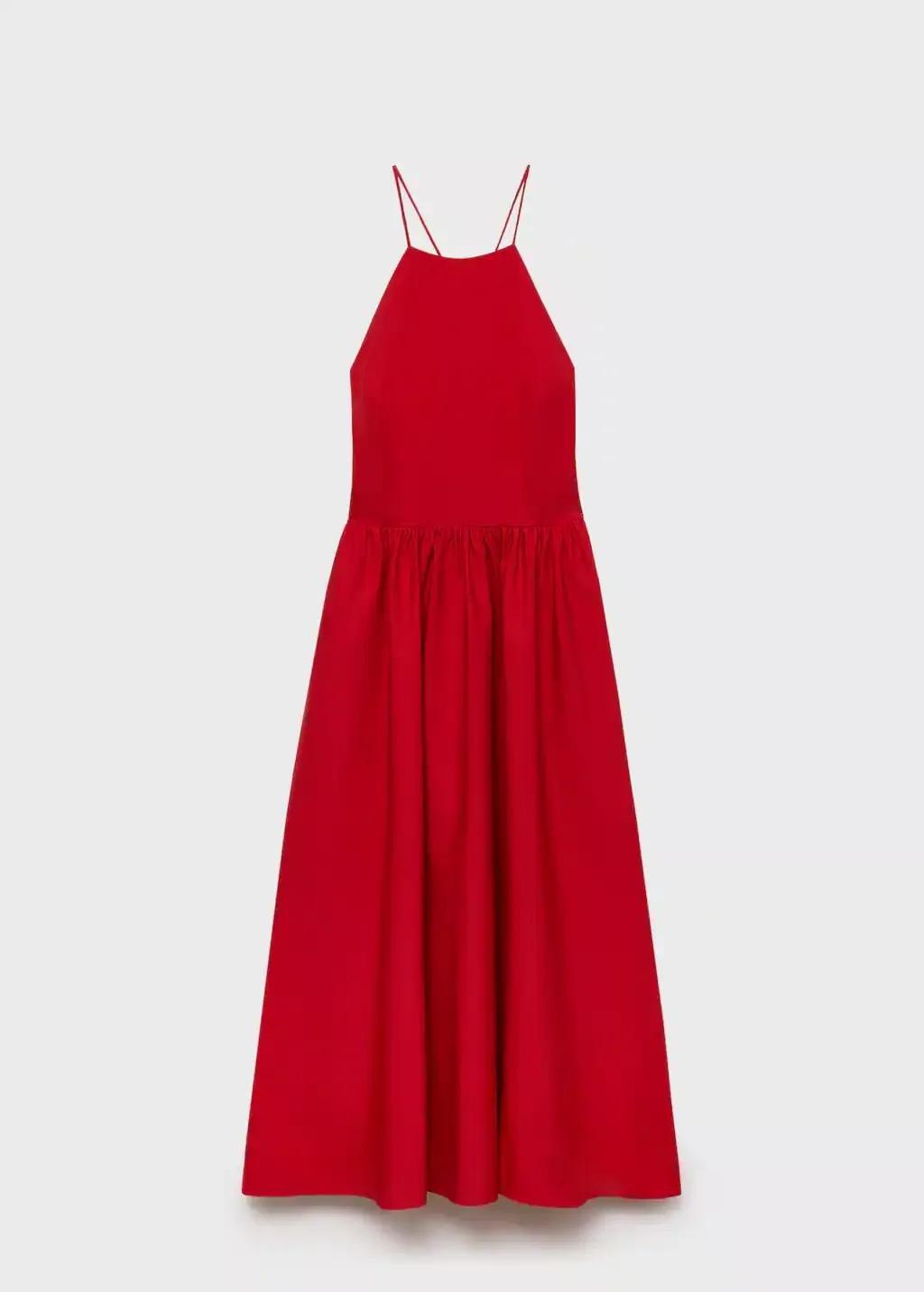 Red Halter Dress With Crossed Back, , large image number 3