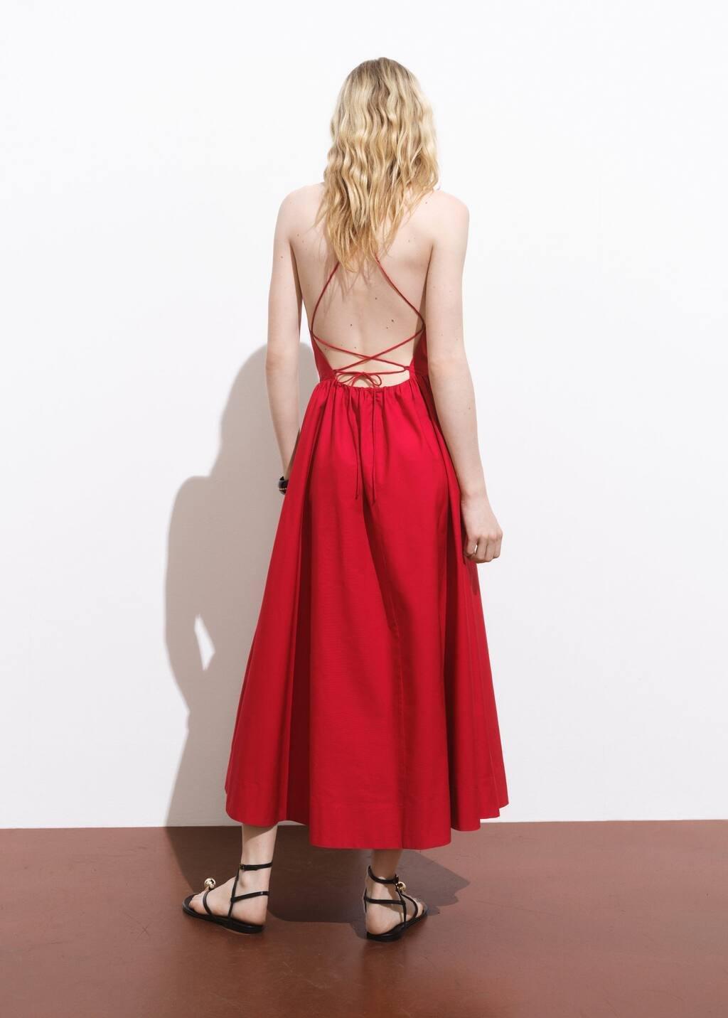 Red Halter Dress With Crossed Back, , large image number 4