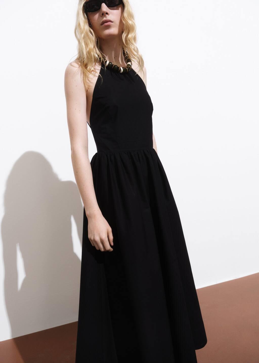 Black Halter Dress With Crossed Back, , large image number 0