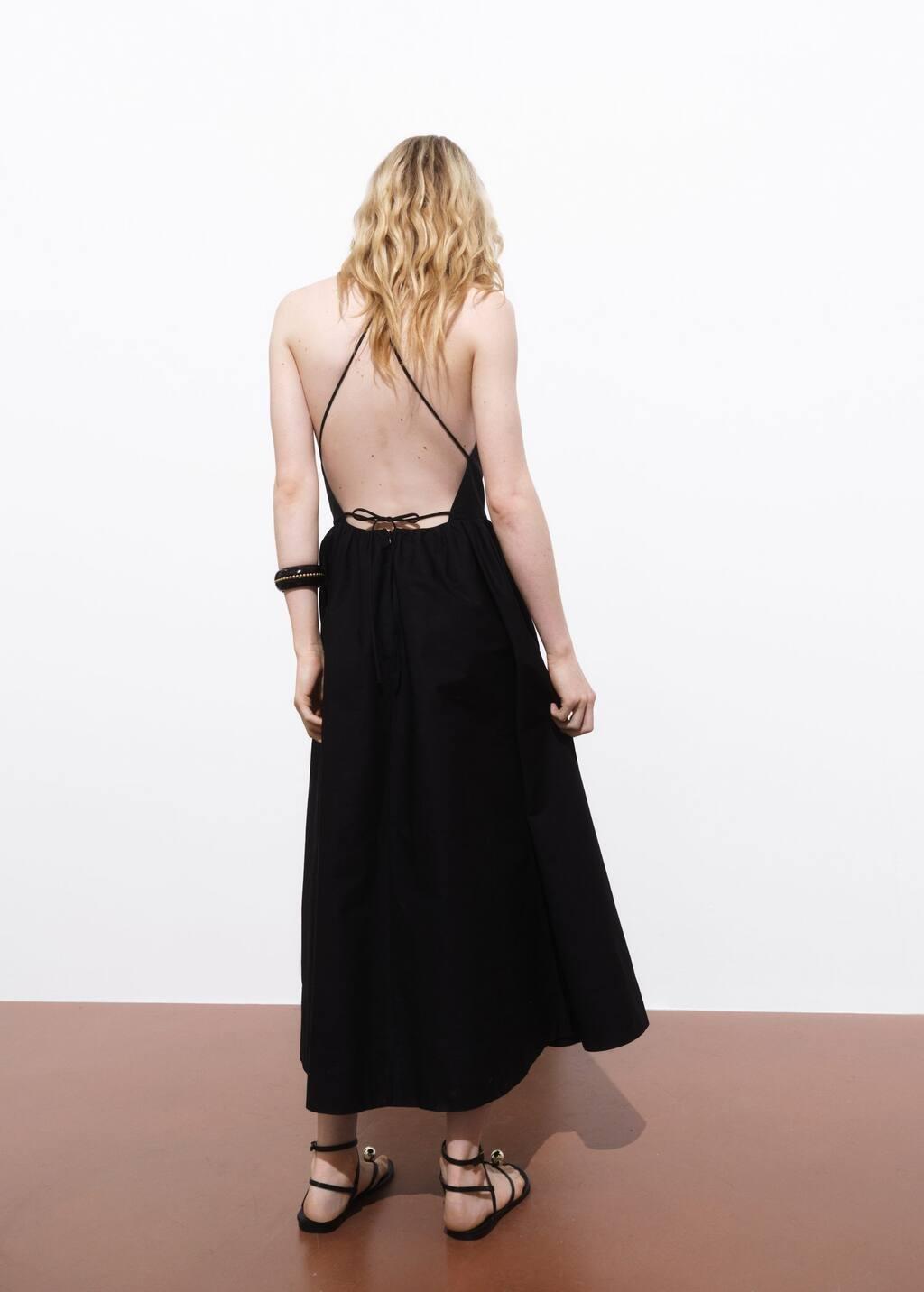 Black Halter Dress With Crossed Back, , large image number 6