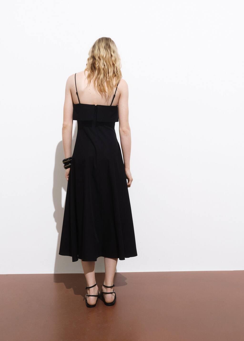 Black Flared Cotton Dress, , large image number 4
