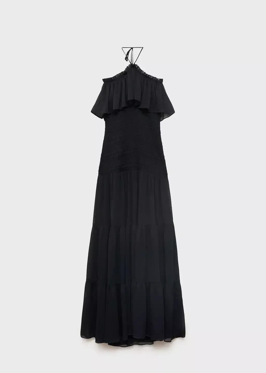 Black Ruffled Maxi Dress, , large image number 3