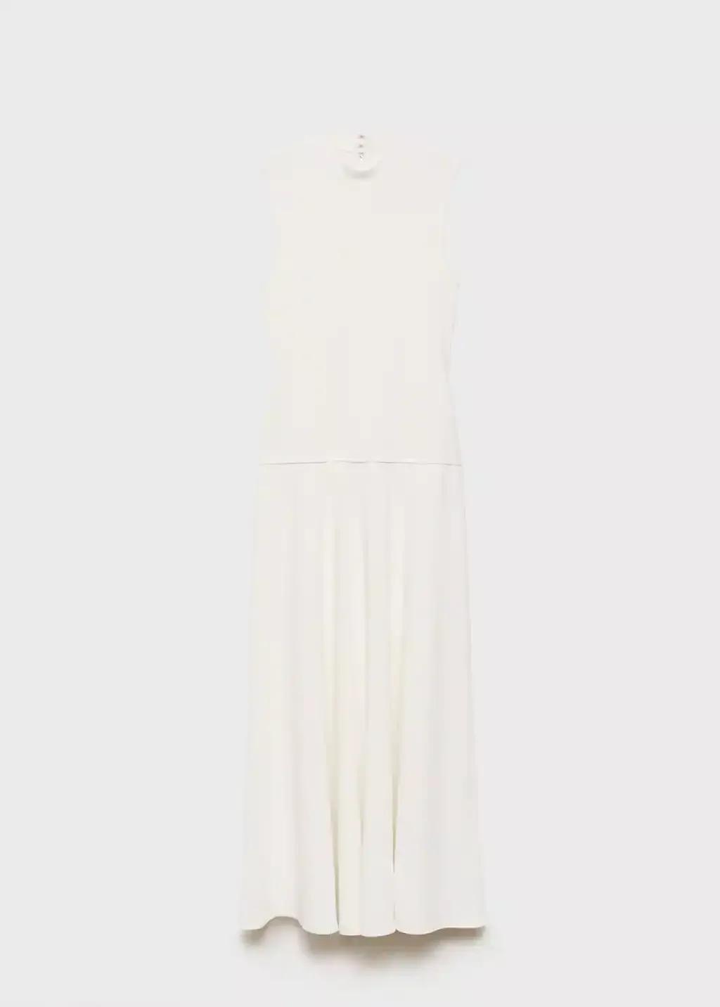 White Combined Long Dress, White, large image number 3