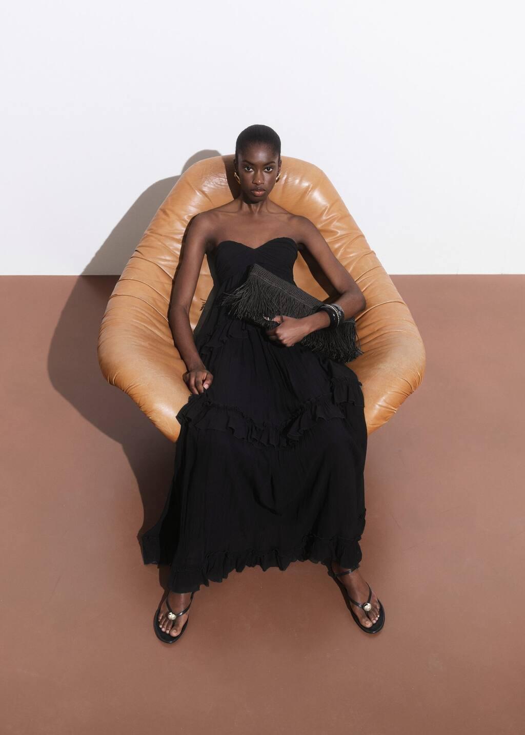 Black Strapless Maxi-Dress, , large image number 1