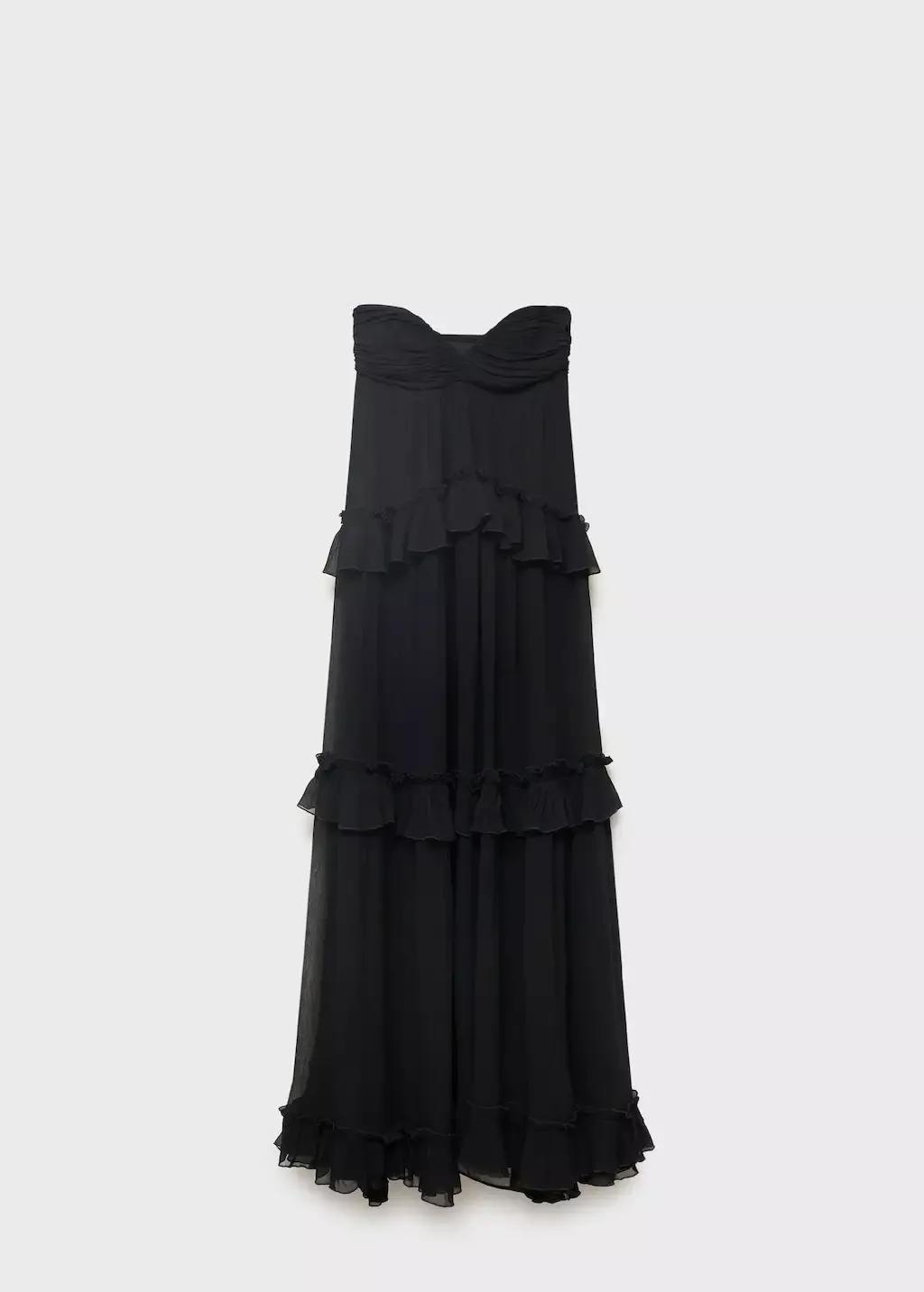Black Strapless Maxi-Dress, , large image number 3
