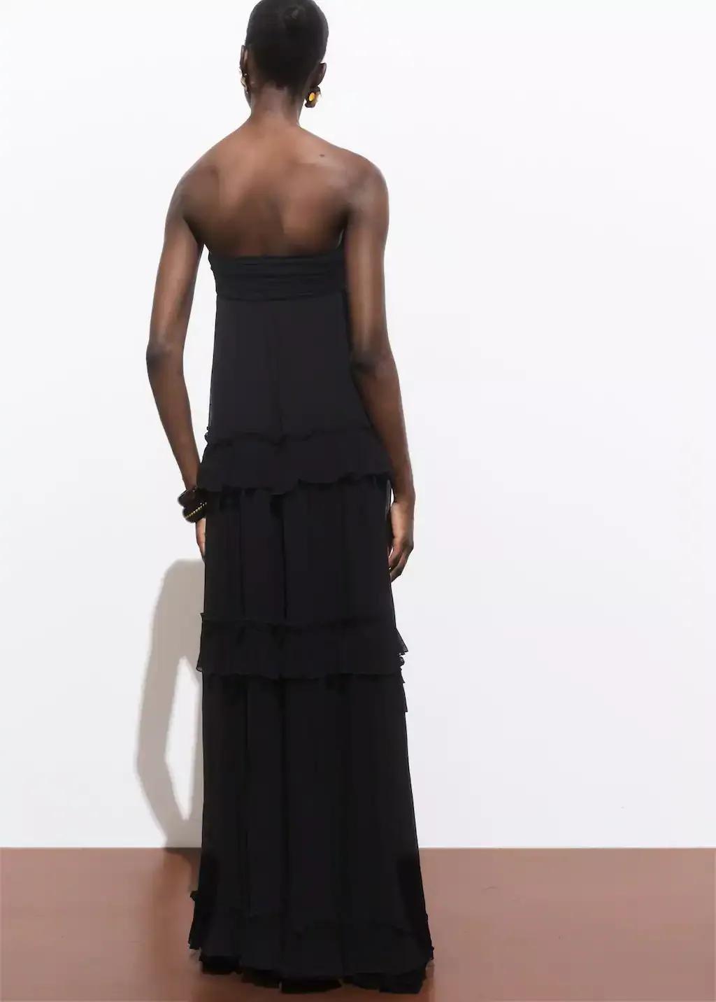 Black Strapless Maxi-Dress, , large image number 6