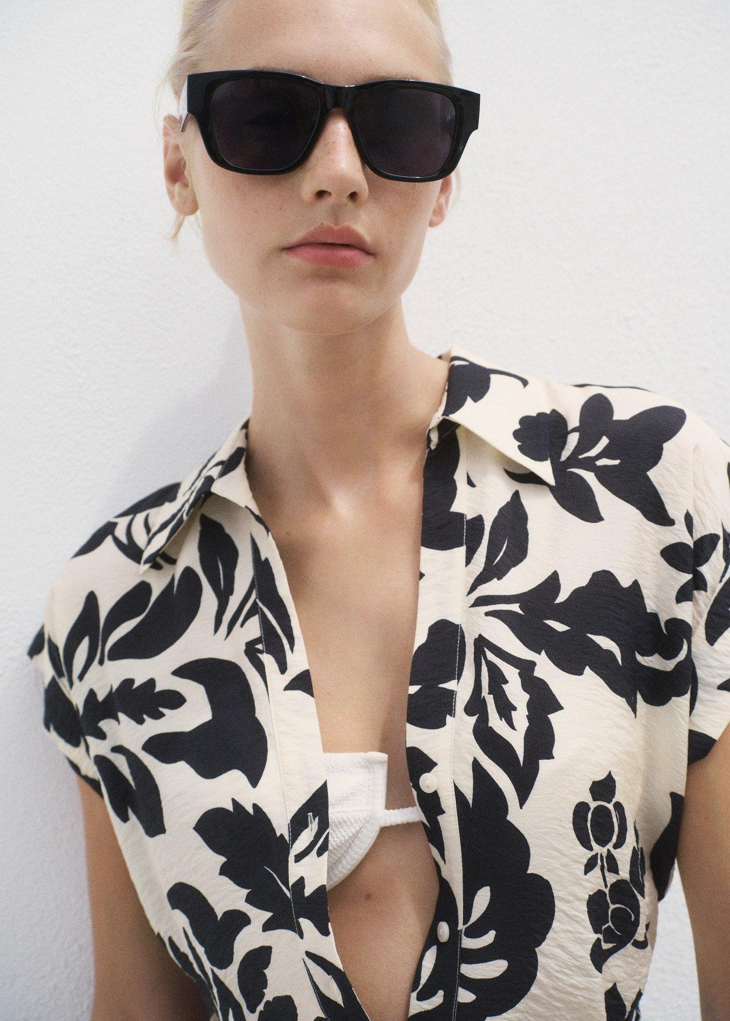 White Floral-Print Shirt-Style Dress, Natural White, large image number 4