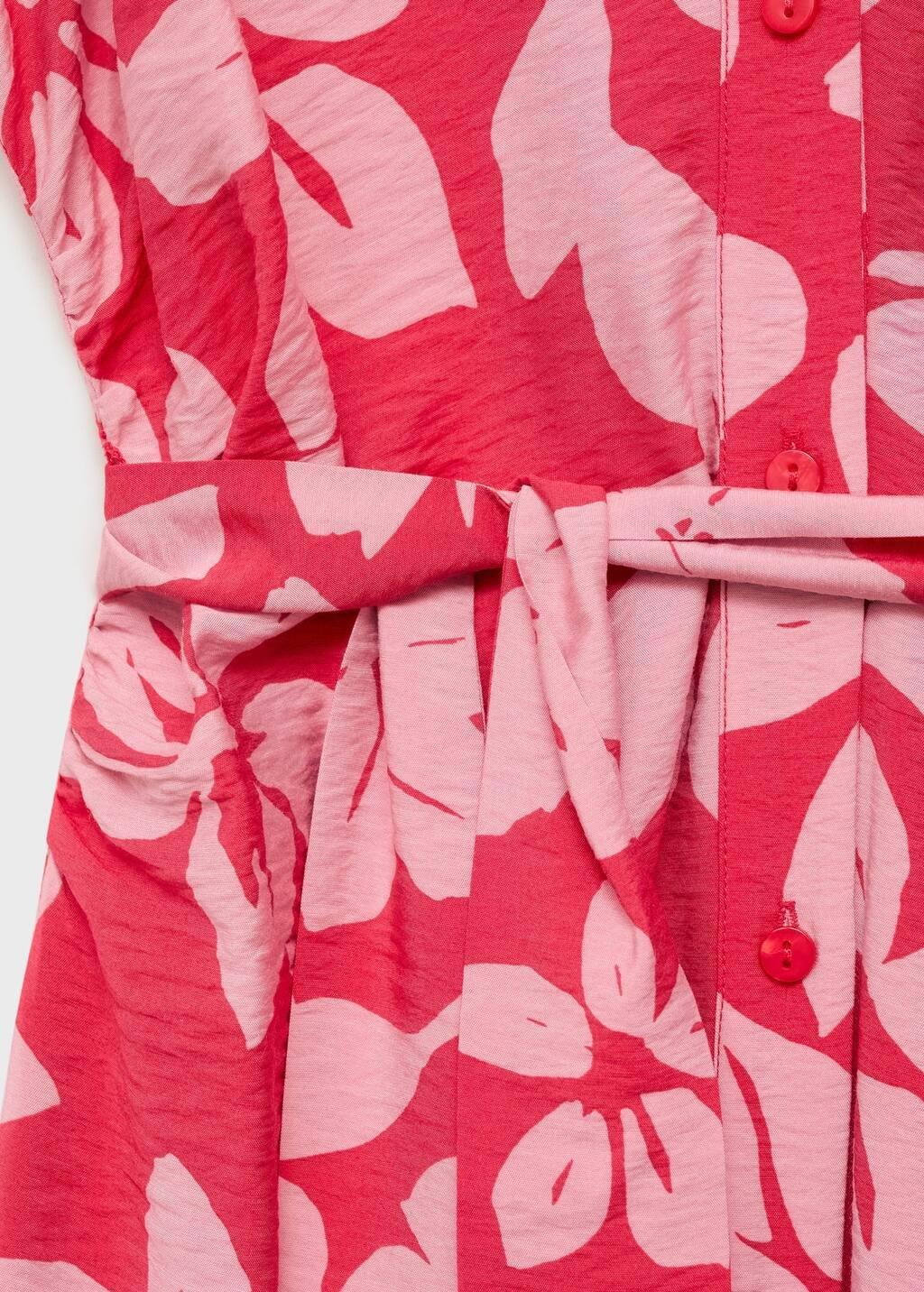 Pink Floral-Print Shirt-Style Dress, , large image number 1