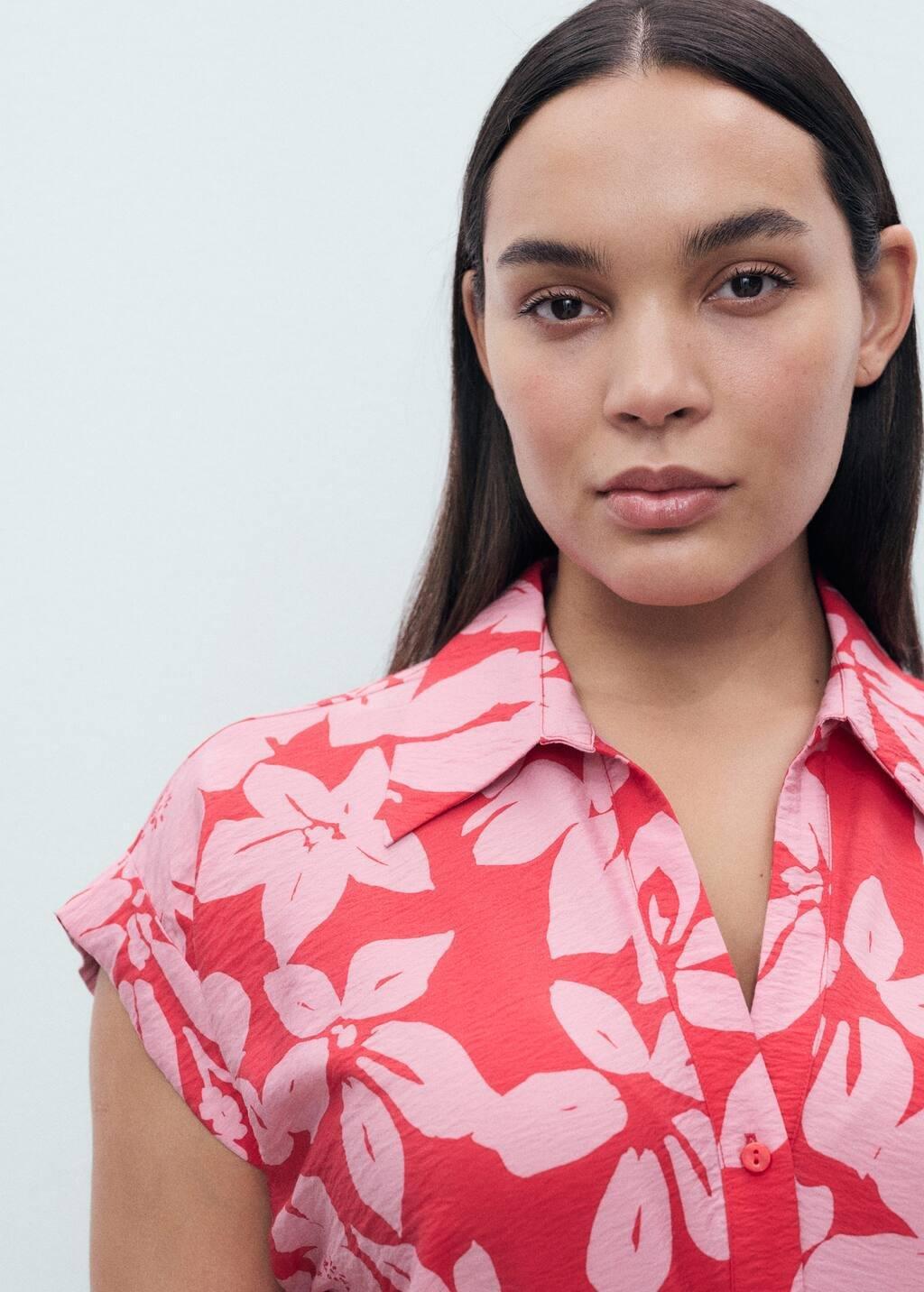 Pink Floral-Print Shirt-Style Dress, Bright Pink, large image number 8