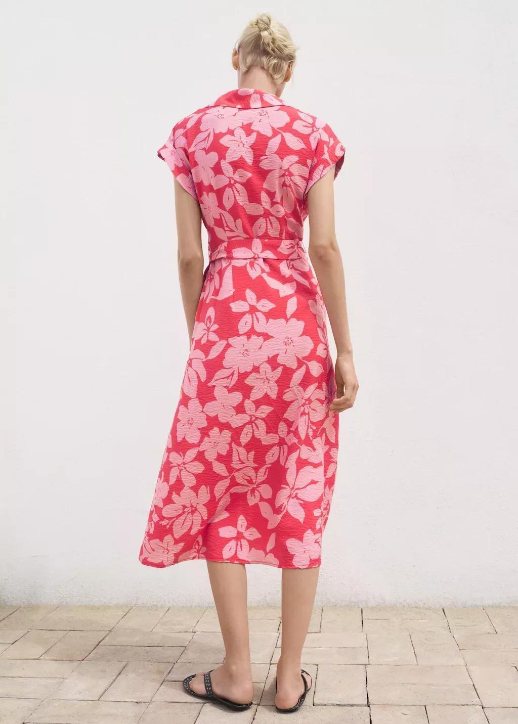 Pink Floral-Print Shirt-Style Dress, Bright Pink, large image number 11