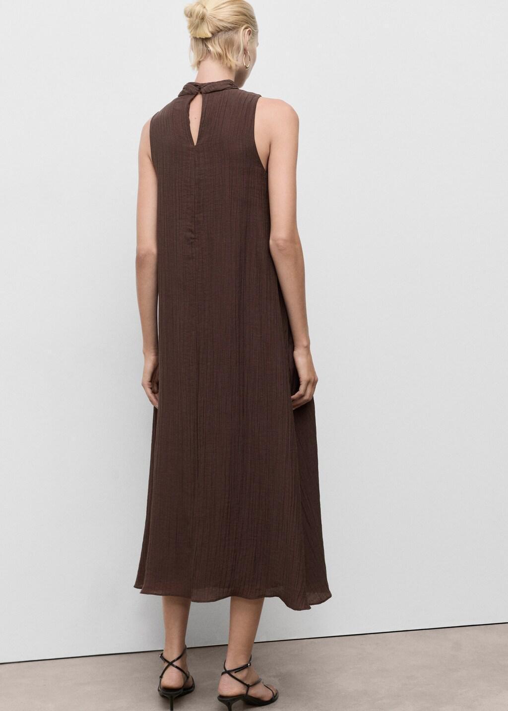 Brown Halter-Neck Lyocell Dress, , large image number 5