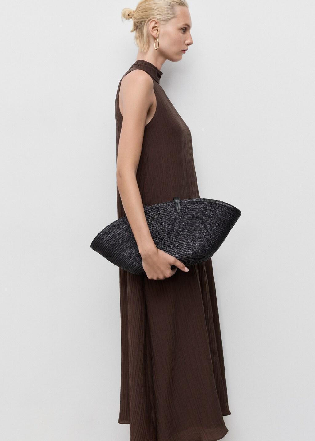 Brown Halter-Neck Lyocell Dress, , large image number 9