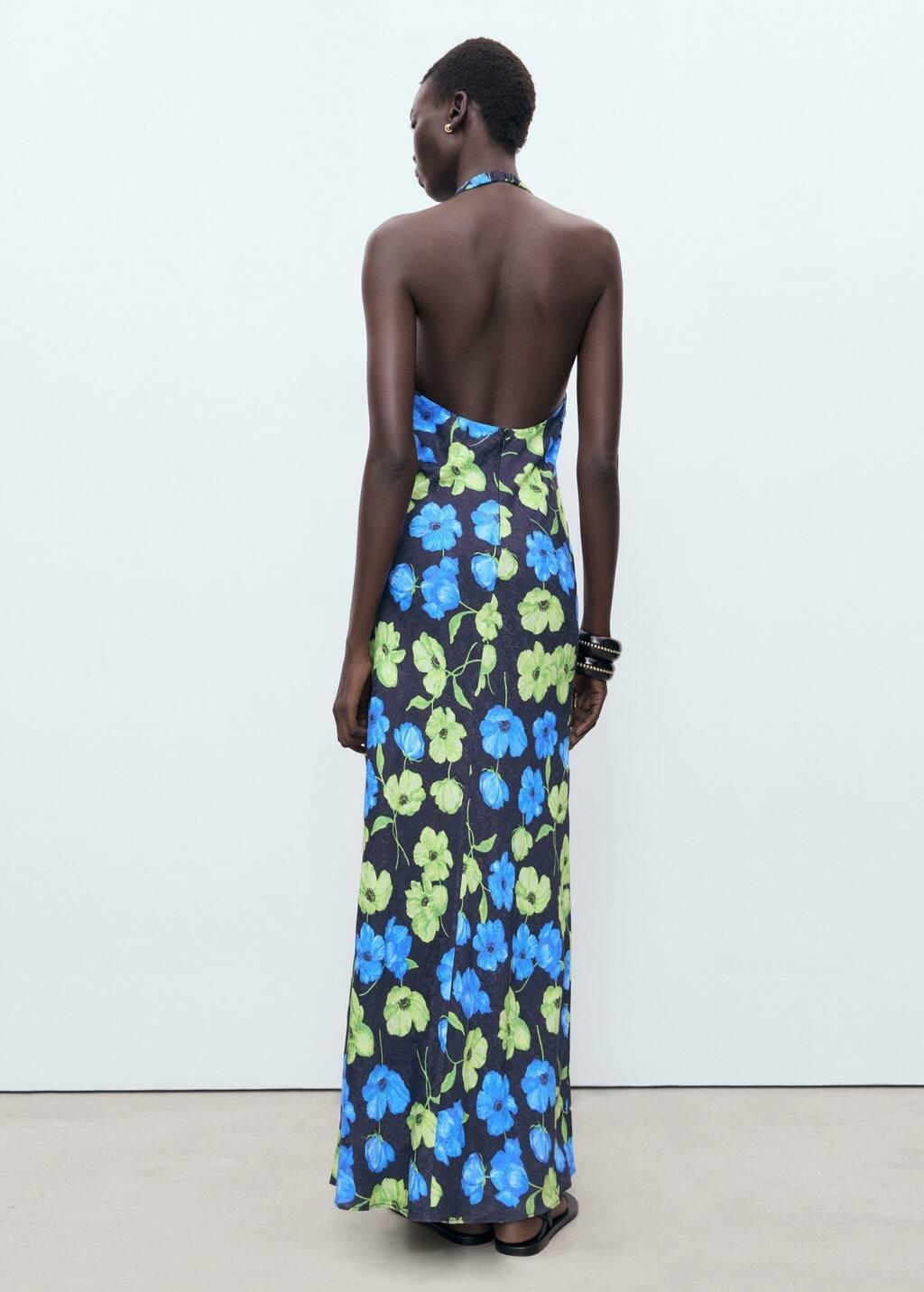 Black Long Floral-Print Dress, , large image number 5