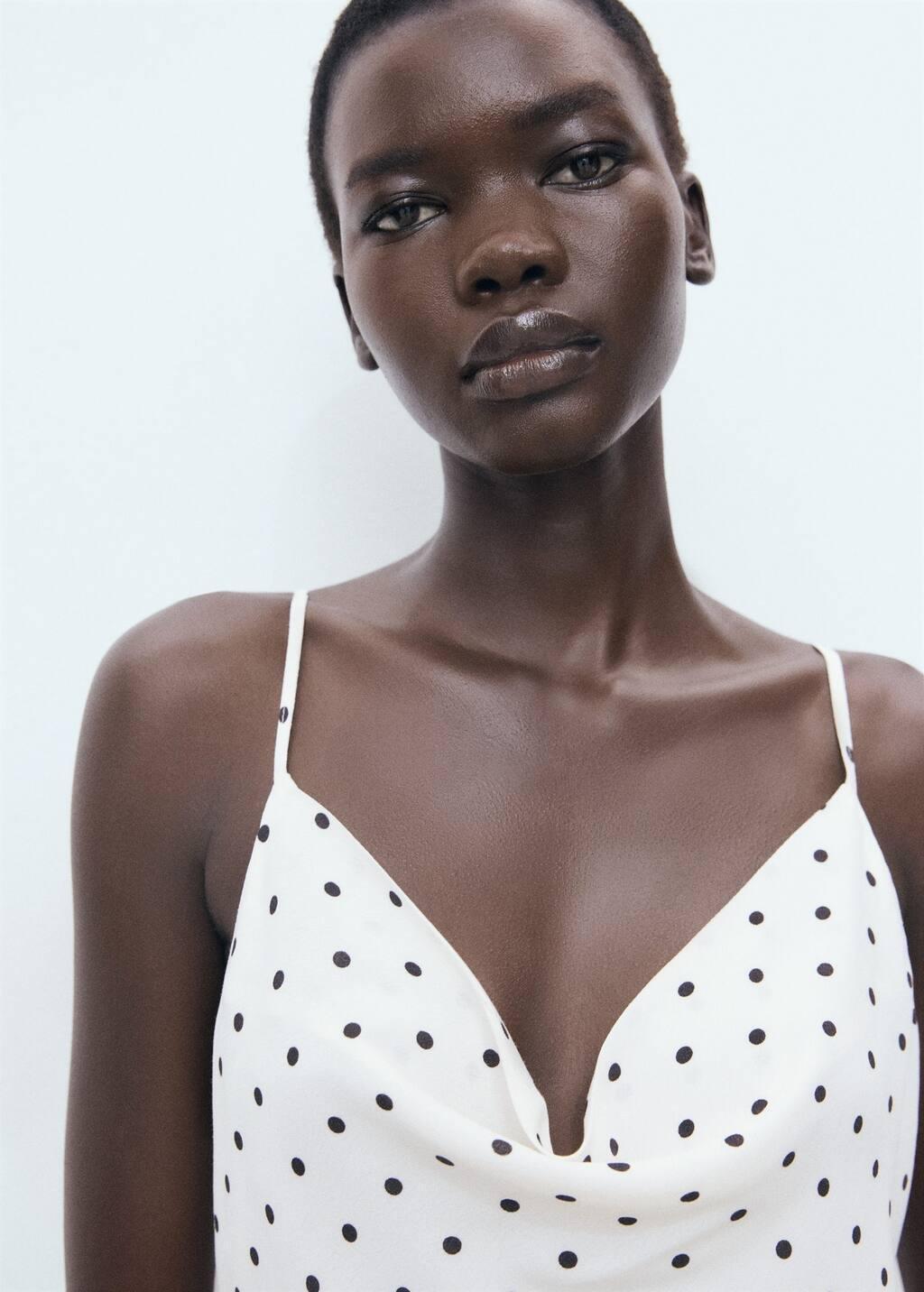 White Long Dress With Draped Neckline, Natural White, large image number 3