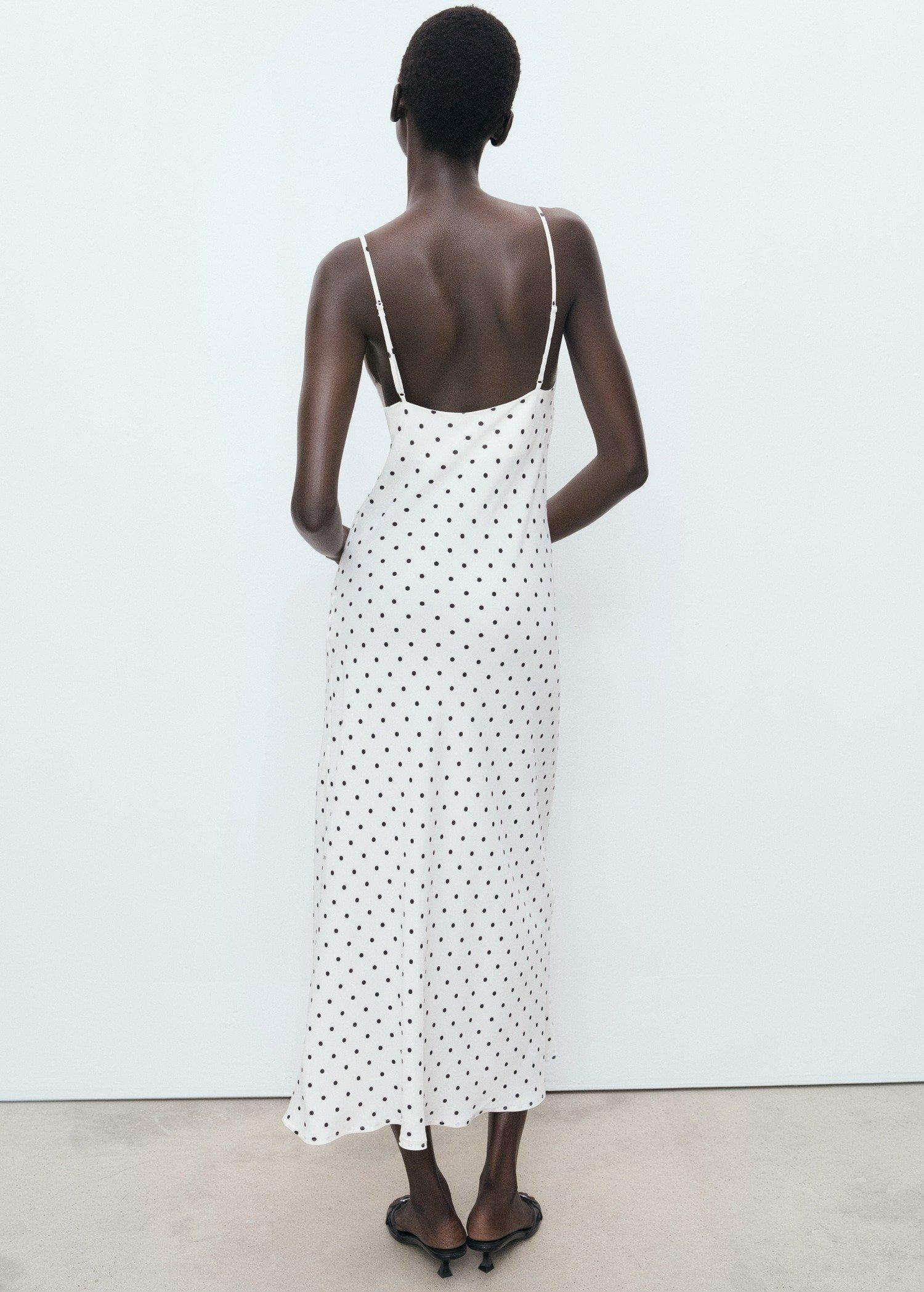 White Long Dress With Draped Neckline, Natural White, large image number 4