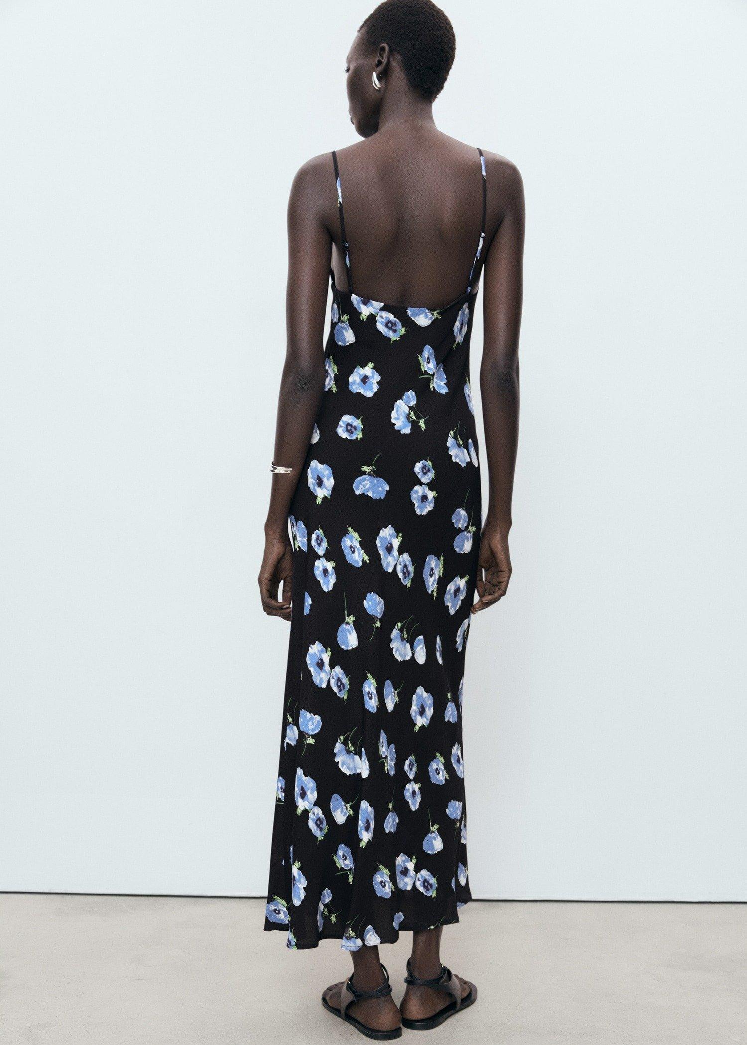 Black Long Dress With Draped Neckline, Black, large image number 2