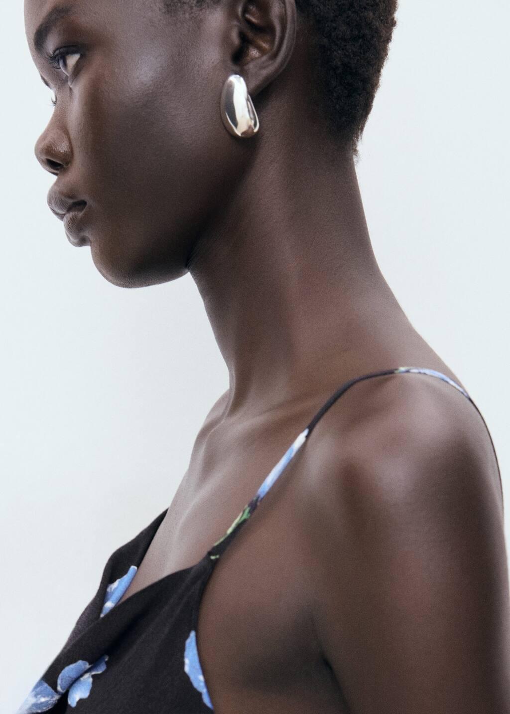 Black Long Dress With Draped Neckline, Black, large image number 3