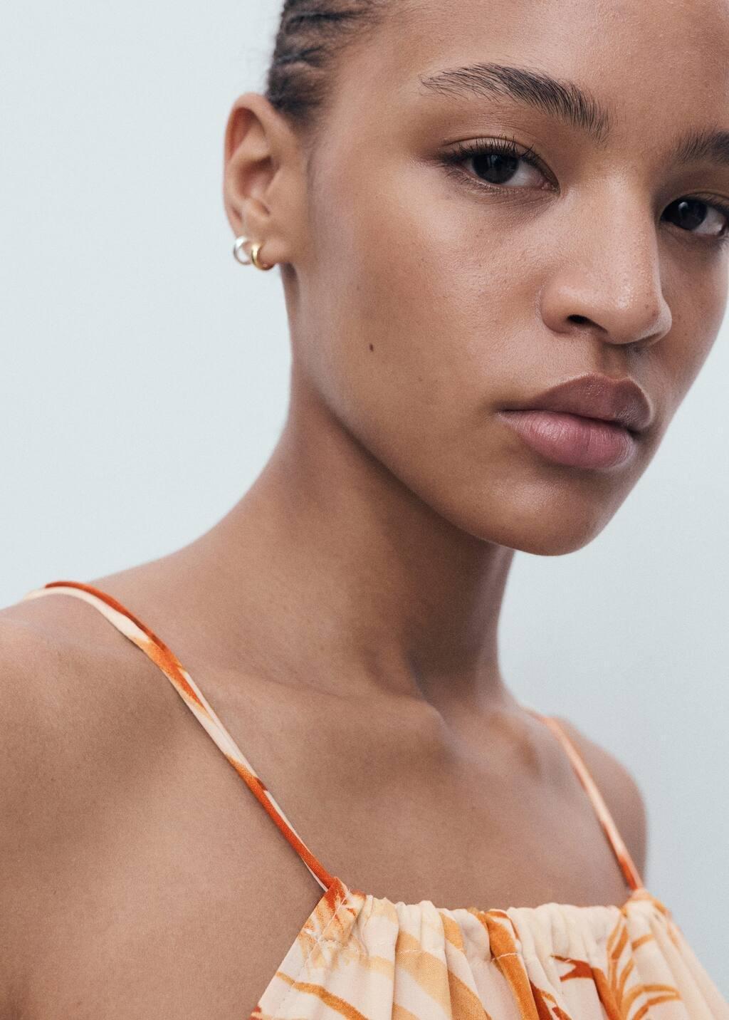 Brown Palm-Tree Print Halter Dress, 0201_30, large image number 3