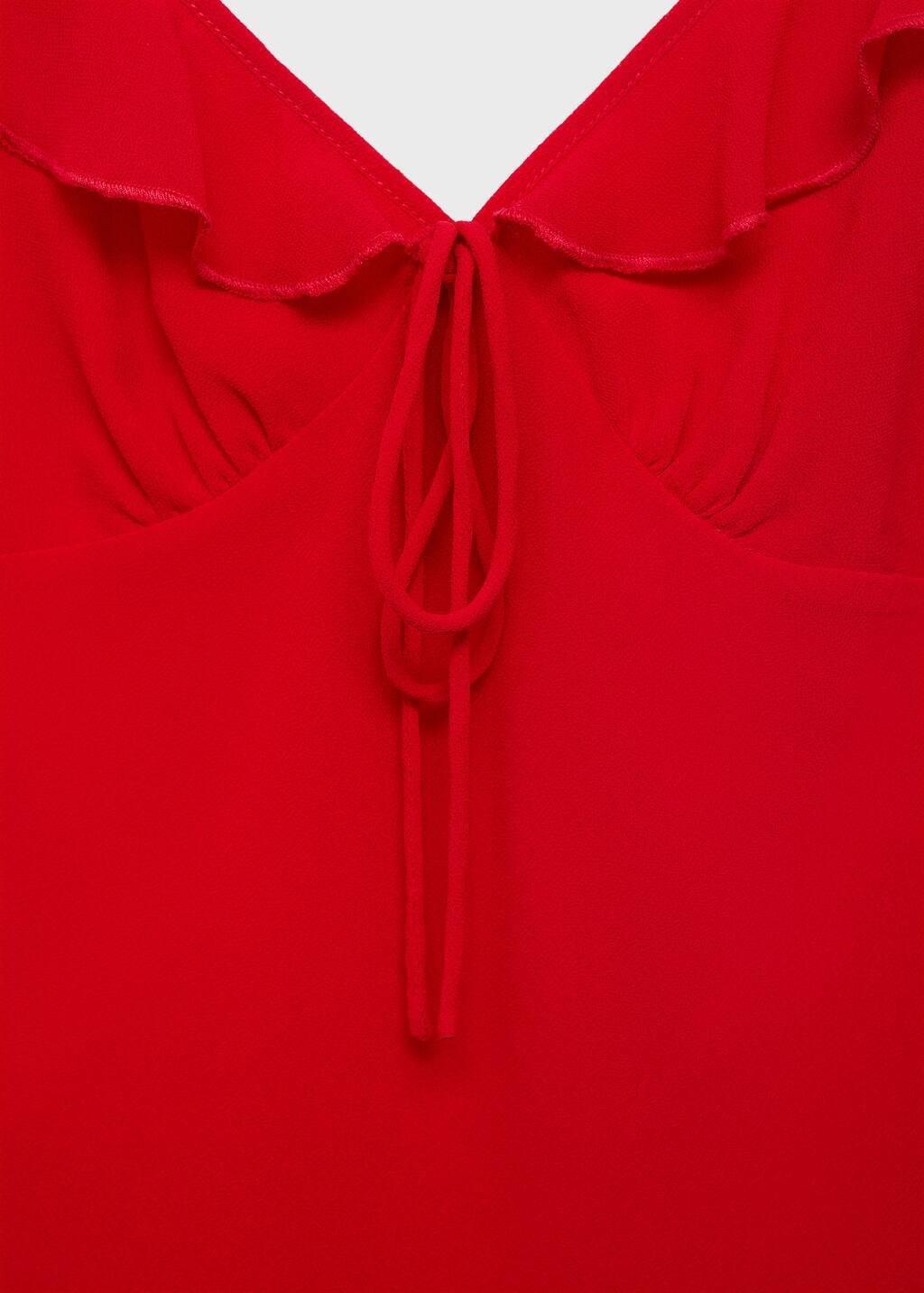 Red Midi-Dress With Ruffle Neckline, , large image number 1