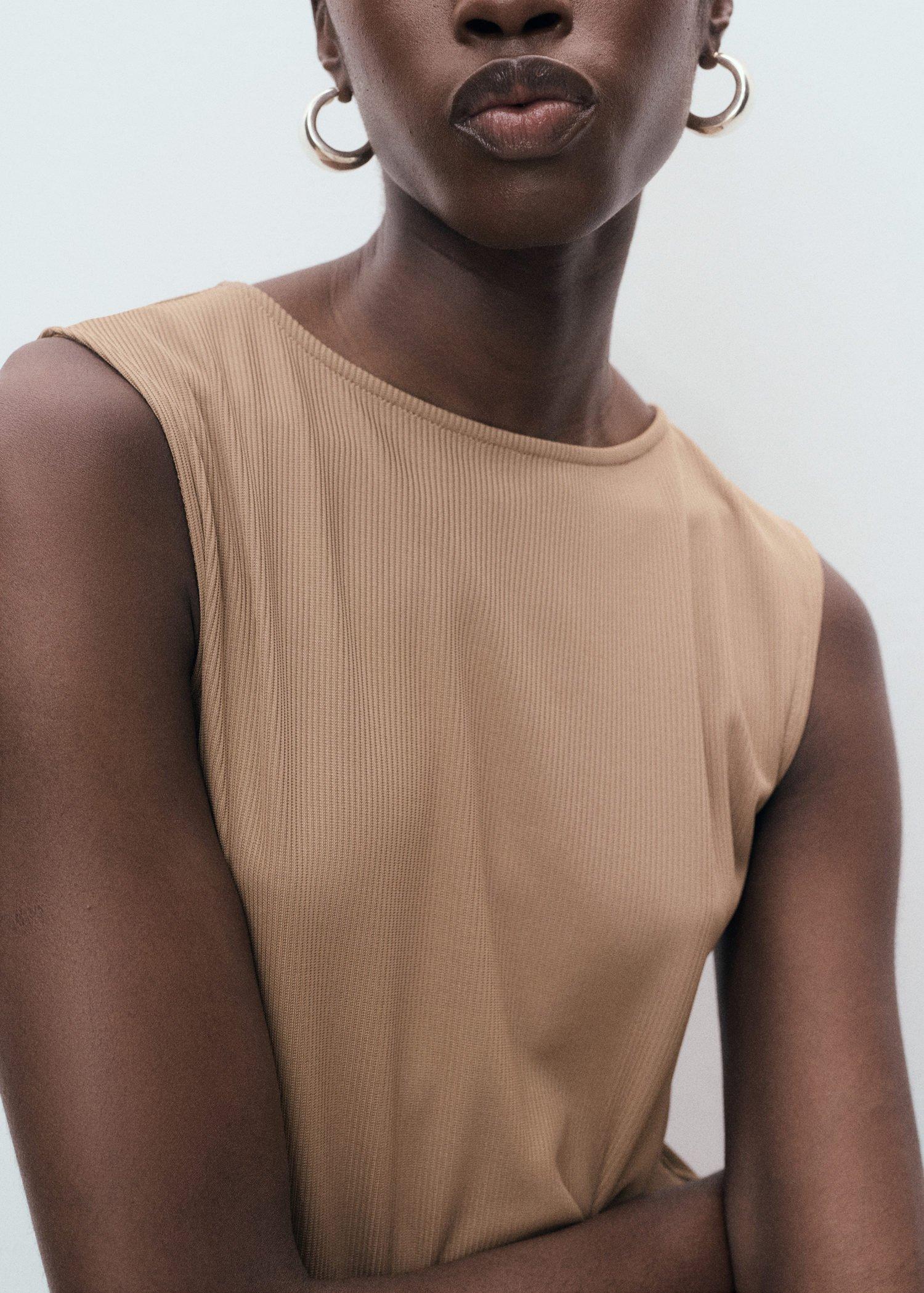 Beige Combined Pleated Dress, , large image number 4