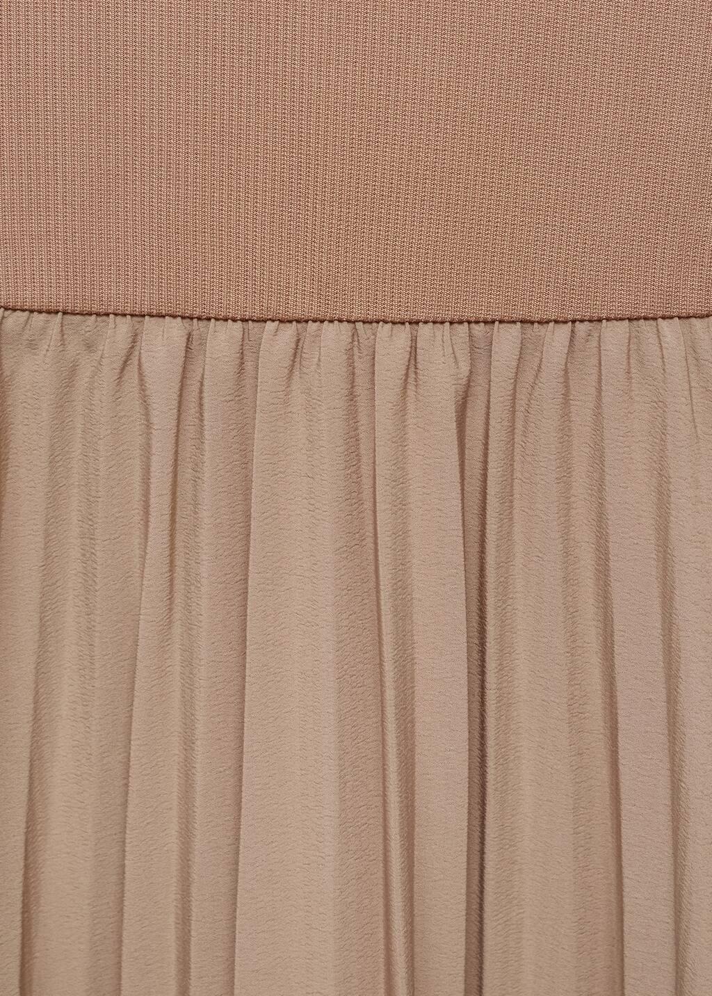 Beige Combined Pleated Dress, , large image number 8