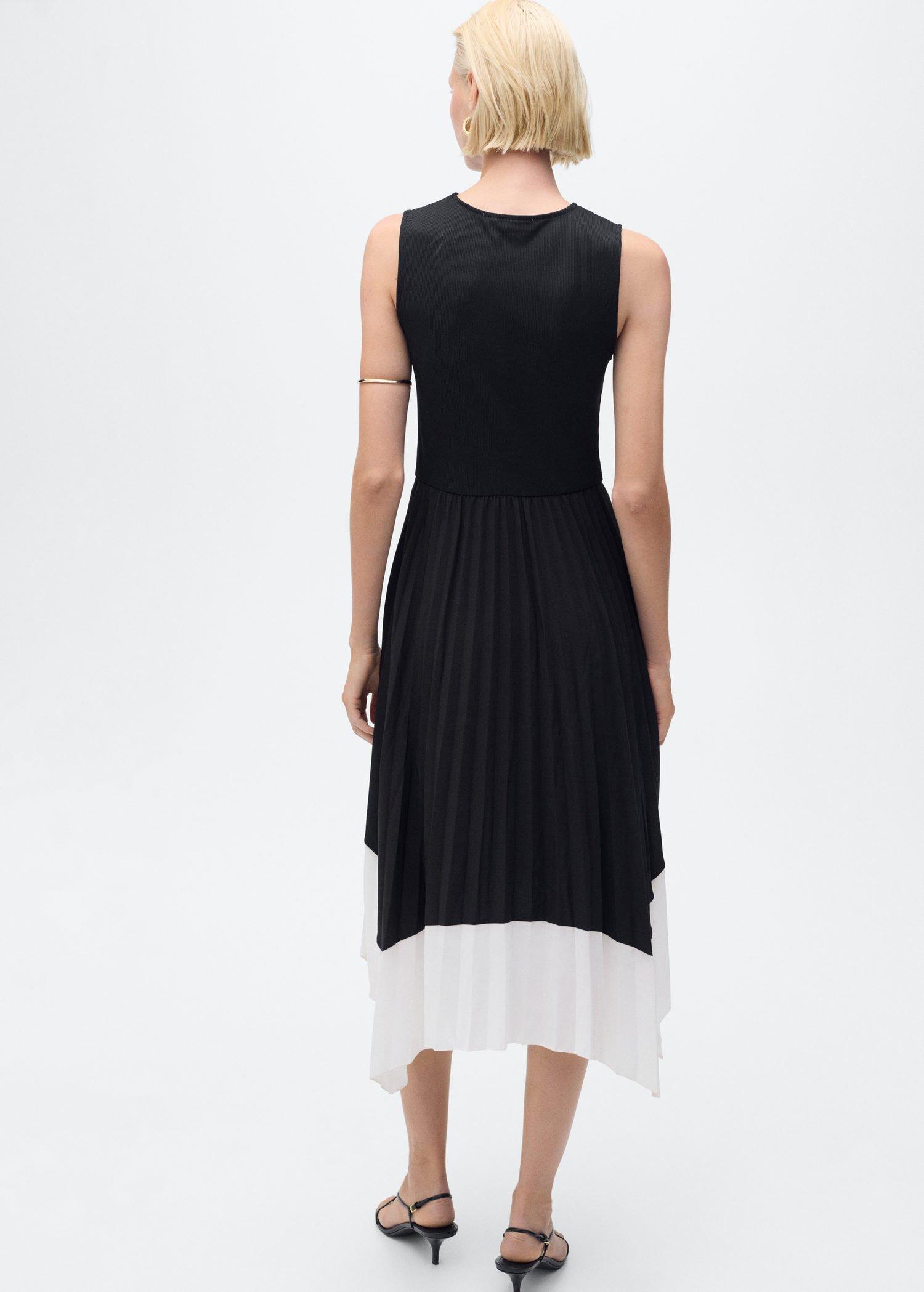 Black Combined Pleated Dress, , large image number 1
