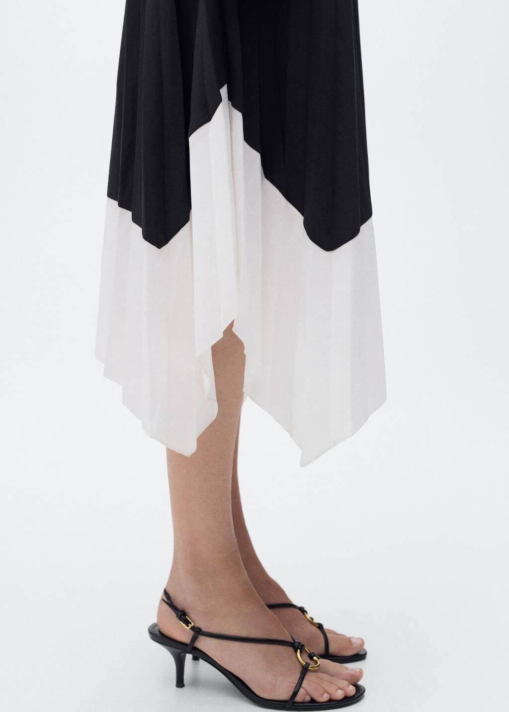 Black Combined Pleated Dress, , large image number 7