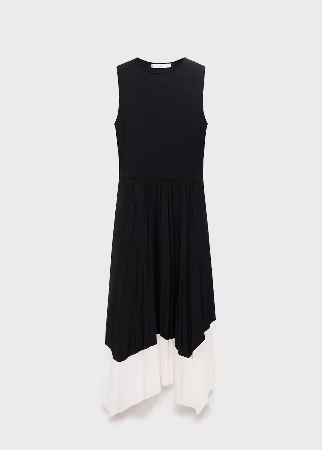Black Combined Pleated Dress, Black, large image number 7