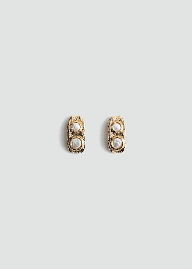 Gold Combined Textured Earrings, 0201_OR, large image number 0