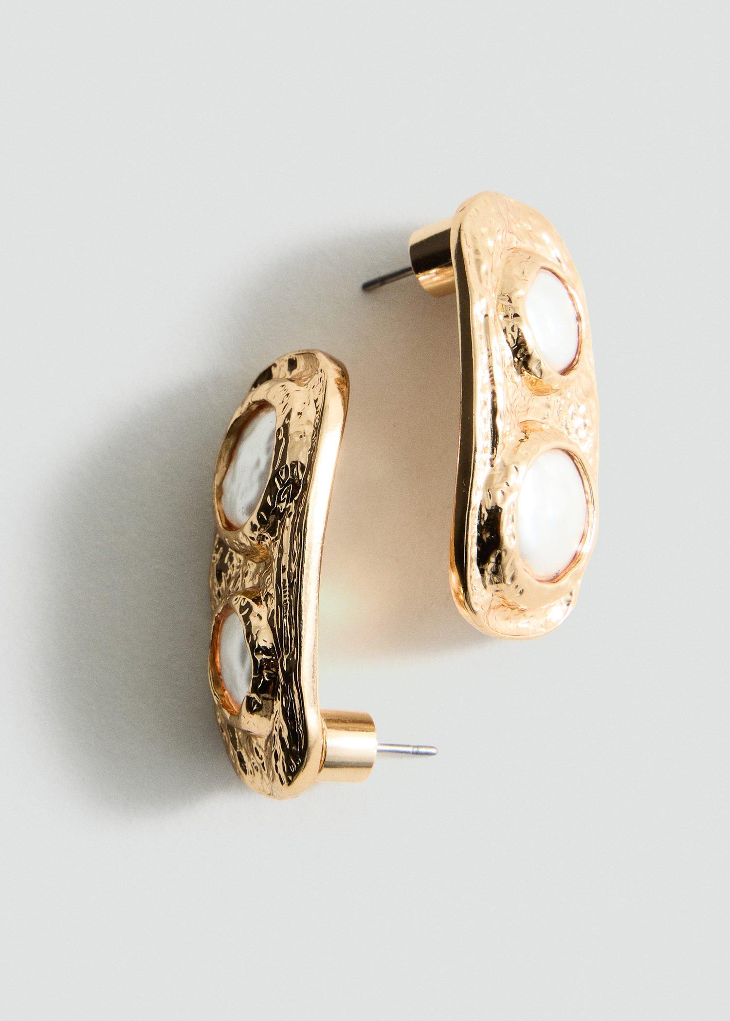 Gold Combined Textured Earrings, 0201_OR, large image number 1