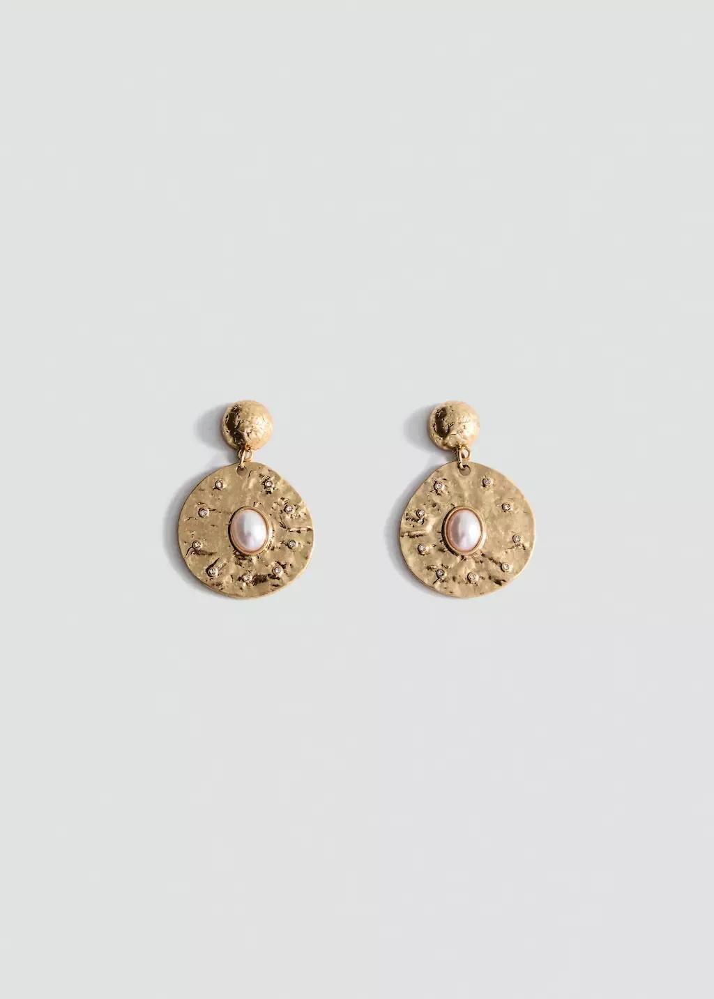 Gold Combined Circular Earrings, 0201_OR, large image number 1