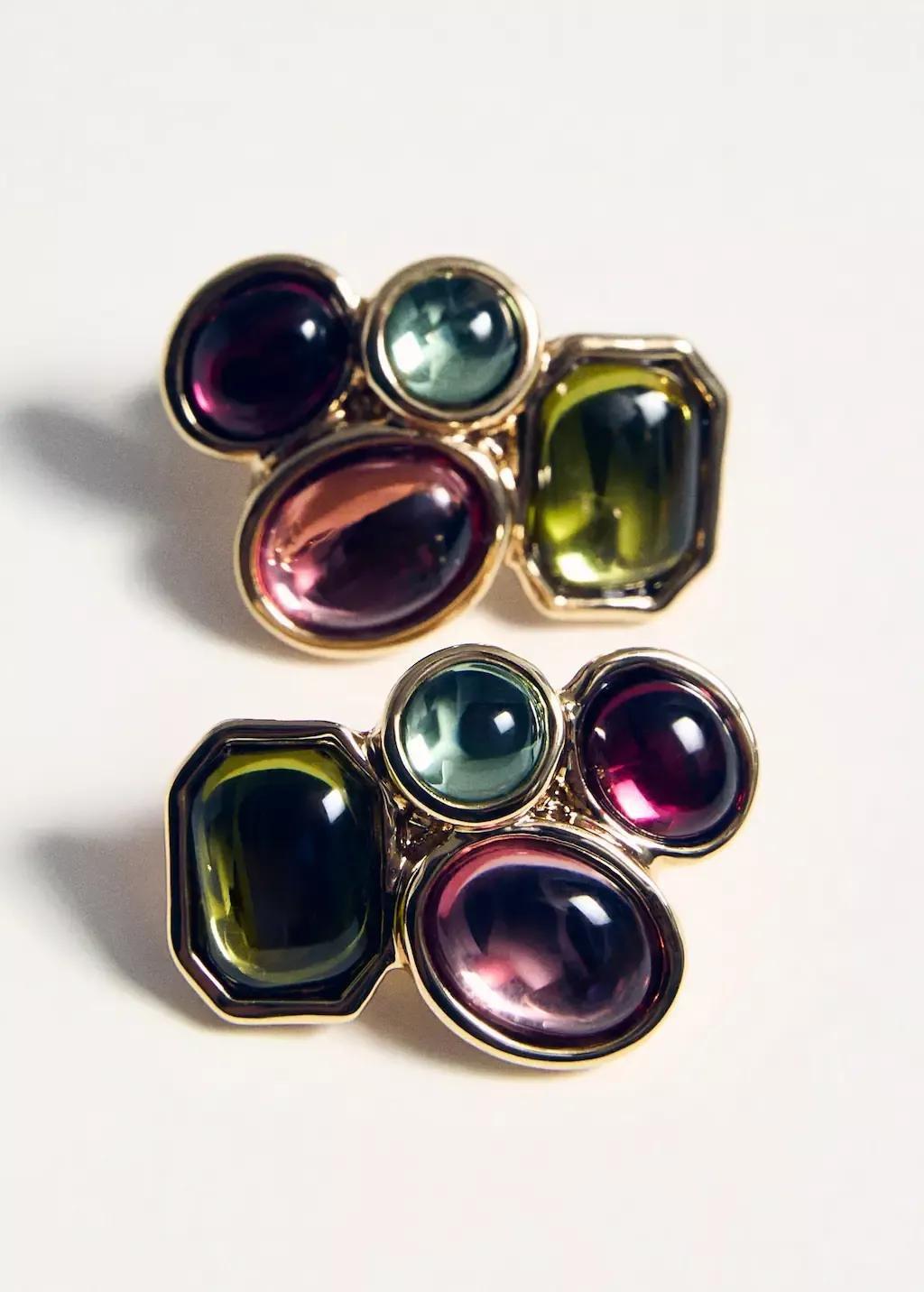 Gold Earrings With Geometric Applique, 0201_OR, large image number 1